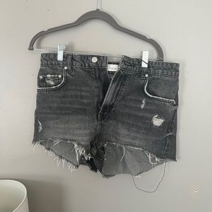 Zara black washed jean shorts